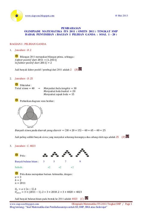 Contoh Soal OSN Matematika SMP