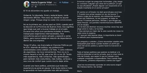 “Me quedo sin trabajo”, el posteo de María Eugenia Vidal buscando ...