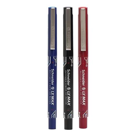 Luxor Schneider LX-MAX roller ball pen | Pack of 3-Blue+Black+Green ...