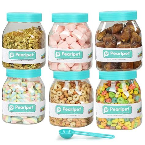 Space Saver Square Jar Set with Plastic LID, 800 ml, 6 Pcs – Pearlpet