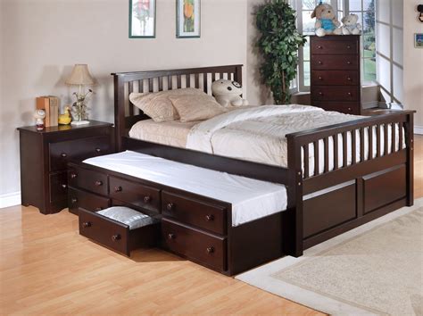 Queen Size Trundle Bed Frame Full Trundle Beds Bedroom Furniture