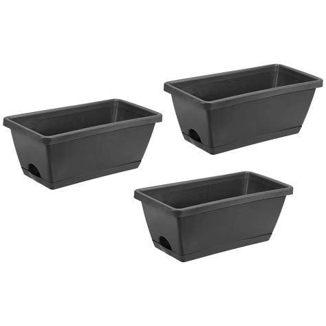 Uxcell 14.1"x6.7"x5.3" Rectangular Window Box Planter Plastic Pots with ...