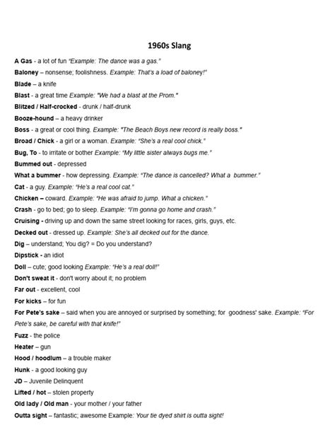 1960s Slang | PDF