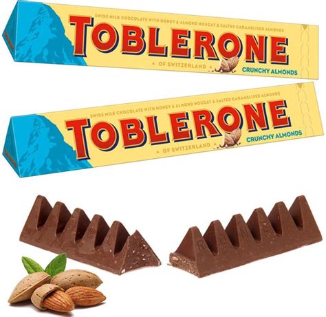 toblerone Almond Nougat & Salted Caramelised & Crunchy (Imported) Bars ...