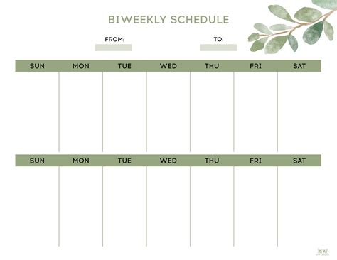 Printable Two Week Calendar