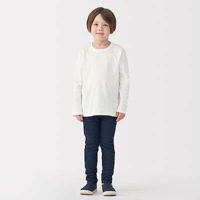 K's Jersey crew neck L/Slv T-shirt KIDS130 Light orange | MUJI