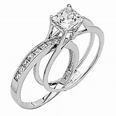 Wedding Ring White Gold by 2 Ct Princess Cut 2 Engagement Wedding Ring Band Set Wedding Ring White Gold