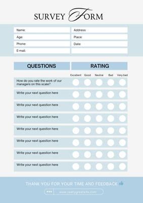 Survey Form Format 的图像结果