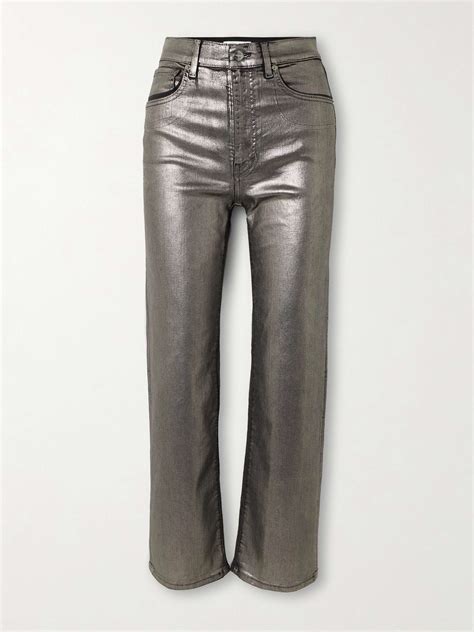 FRAME Le Sleek metallic coated high-rise straight-leg jeans | NET-A-PORTER