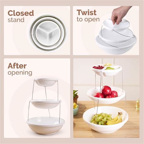 Twist & Fold 3-Tier Foldable Snack & Fruit Stand (38 cm)