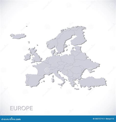 Europe Map Gray. Vector Political With State Borders Royalty-Free Stock Photo | CartoonDealer ...