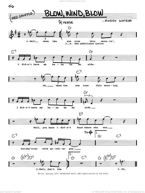 Blow, Wind, Blow sheet music (real book with lyrics) (PDF)