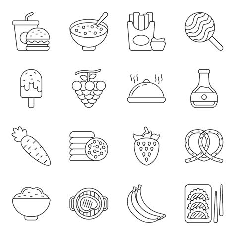 Pack of food line icons | Premium Vector