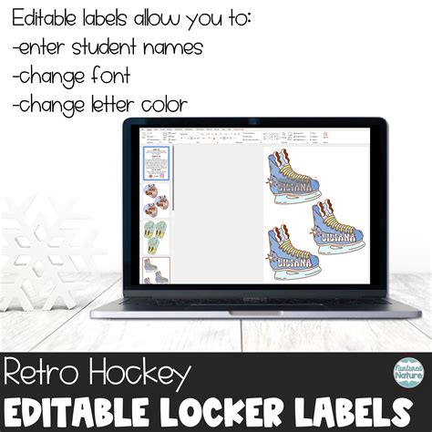 Retro Hockey Name Tags - Editable Locker Labels or Winter Cubby Tags ...