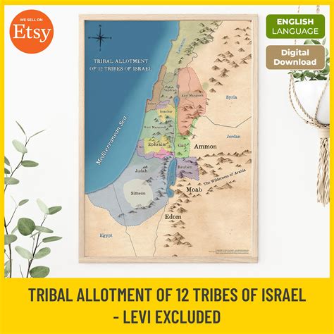 Tribes of Israel Map: Promised Land, Old Testament Bible Study (digital ...