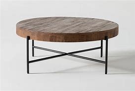 Image result for Round Reclaimed Wood and Metal Coffee Table