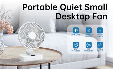 MERTTURM USB Desk Fan, Mini Portable Cooling Table Fan with 4 Speeds ...