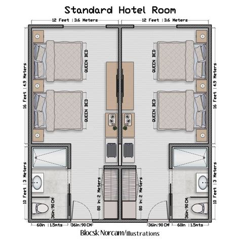 Hotel Room Design: Key Dimensions and Layout Strategies | Hotel room ...