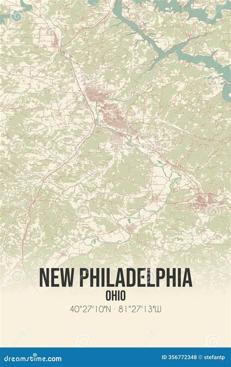 Retro US Map of New Philadelphia, Ohio. Vintage Street Map. Stock ...