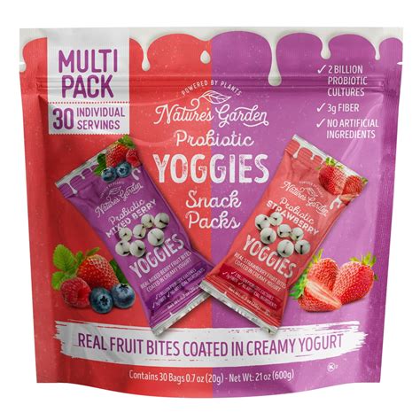 Nature's Garden Probiotic Yoggies, Mixed Berry, Strawberry, 0.7 Oz, 30 ...