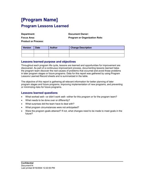 Free Printable Lessons Learned Templates (Excel, PDF, Word) Project Example
