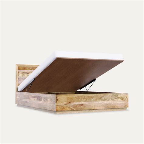 Craftsmill Bran Solid Wood Hydraulic Storage Bed - Stylish ...