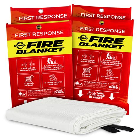 Mart Cobra Fire Blanket for Home Safety x4 Emergency Fire Blanket for ...