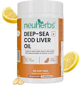 Neuherbs Deep Sea Omega 3 Cod Liver Oil Capsules for Heart, Brain, Bone ...