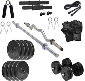 LYCAN 20 kg 5Ft Straight, 3Ft Curl and Dumbbell Rods Gloves, Gripper ...