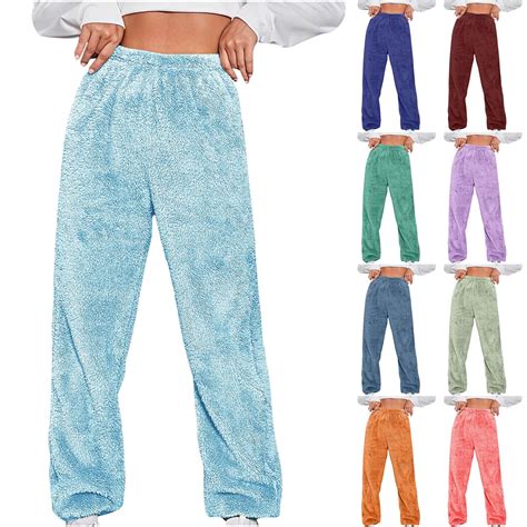 DDAPJ pyju Womens Fleece Pajama Pants Fuzzy Lounge Bottoms Warm Fluffy ...