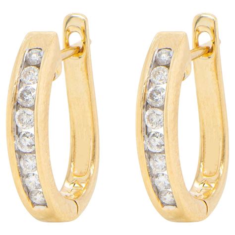 Diamond Huggie Earrings Set With 16 Diamonds 0.40 Carats Total 14K ...
