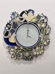 Buy CIRCADIAN Peacock Design Wooden Wall Clock for Home Living Room ...