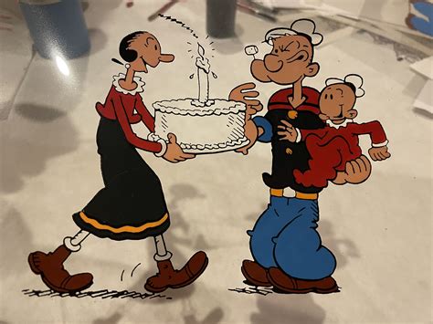 Popeye Olive Oil and Sweet Pea Hand Painted Animation Cel Art ...