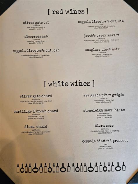 Menu at Oceans & Ale pub & bar, Williamsburg, Richmond Rd