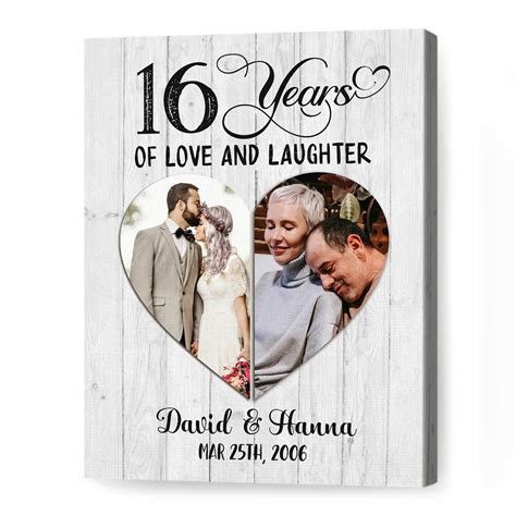 Personalized Photo Gift for 16th Wedding Anniversary Frame, Sixteenth ...