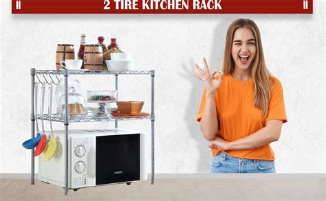 Voroly 3-Tier Space Saving Height Adjustable Kitchen Microwave Oven ...