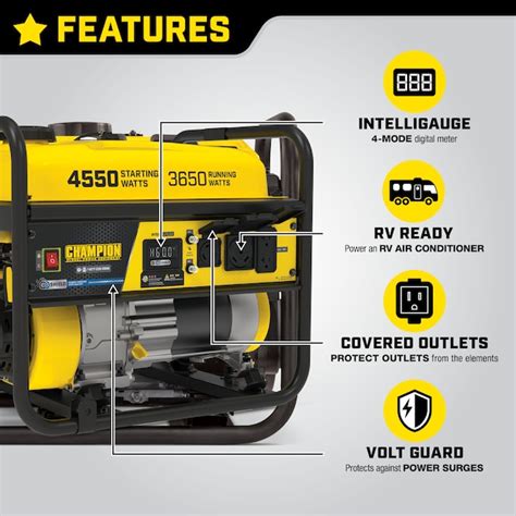 Champion Power Equipment CO Shield 4550 / 3650-Watt Single Fuel ...