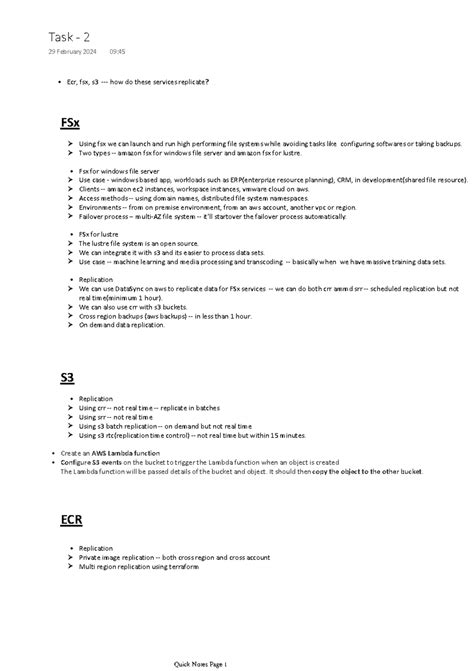 Task - 2 - tgtrgsdf - Ecr, fsx, s3 - how do these services replicate ...