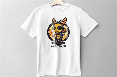 White tshirt mockup with cartoon characters on it | Premium AI ...