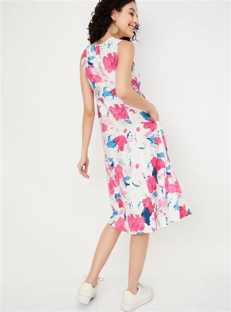 Buy Women Printed A-line Midi Dress Online at just Rs. 1199.0 ...