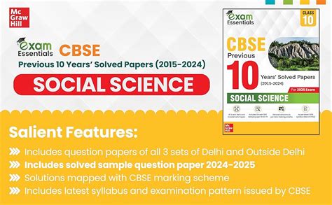 Buy CBSE Class 10 Social Science Previous 10 Years' Solved Papers/PYQ ...