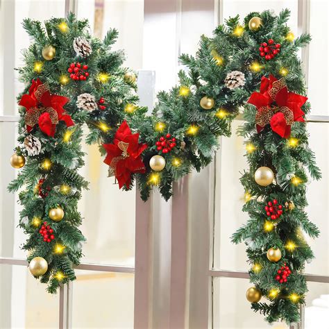 Amazon.com: 9ft Pre-Lit Christmas Garland with Lights, CINKSY Christmas ...