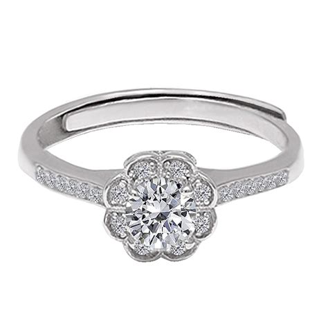 Buy GIVA 925 Sterling Silver Zircon Flower Blossom Ring, Adjustable ...