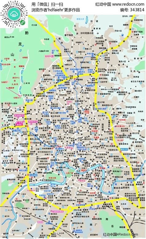 贵阳市市区-矢量地图AI素材免费下载_红动中国
