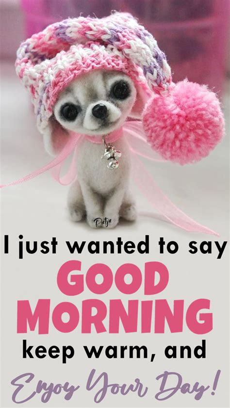 Good Morning with a Cute Dog in a Pink Hat