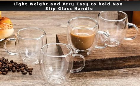 Buy MARKQUES Double Wall Glass Mug for Coffee Tea Latte with Handle ...
