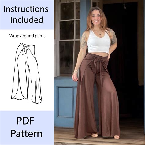 Palazzo Wrap Pants Sewing Pattern, Beginner Pattern, Comfy & Easy Wrap ...