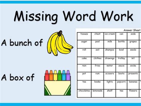 Missing Word Work | Teaching Resources