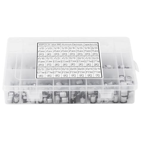 Buy Aluminum Electrolytic Capacitors,400pcs 24 Values SMD Aluminum ...