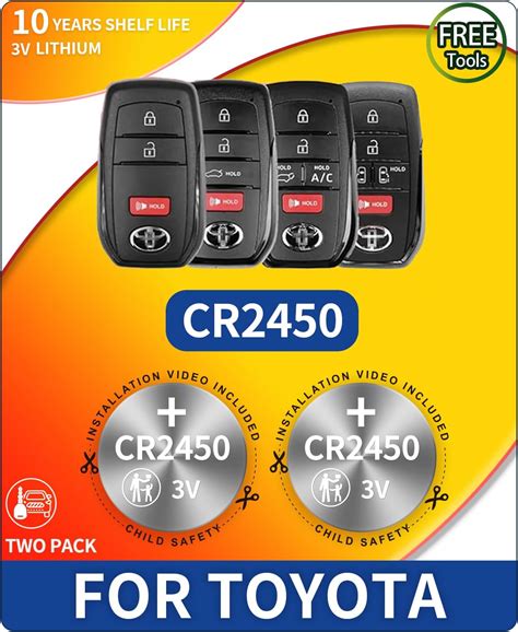 Amazon.com: CR2450 Key Fob Battery Replacement for Toyota Smart ...